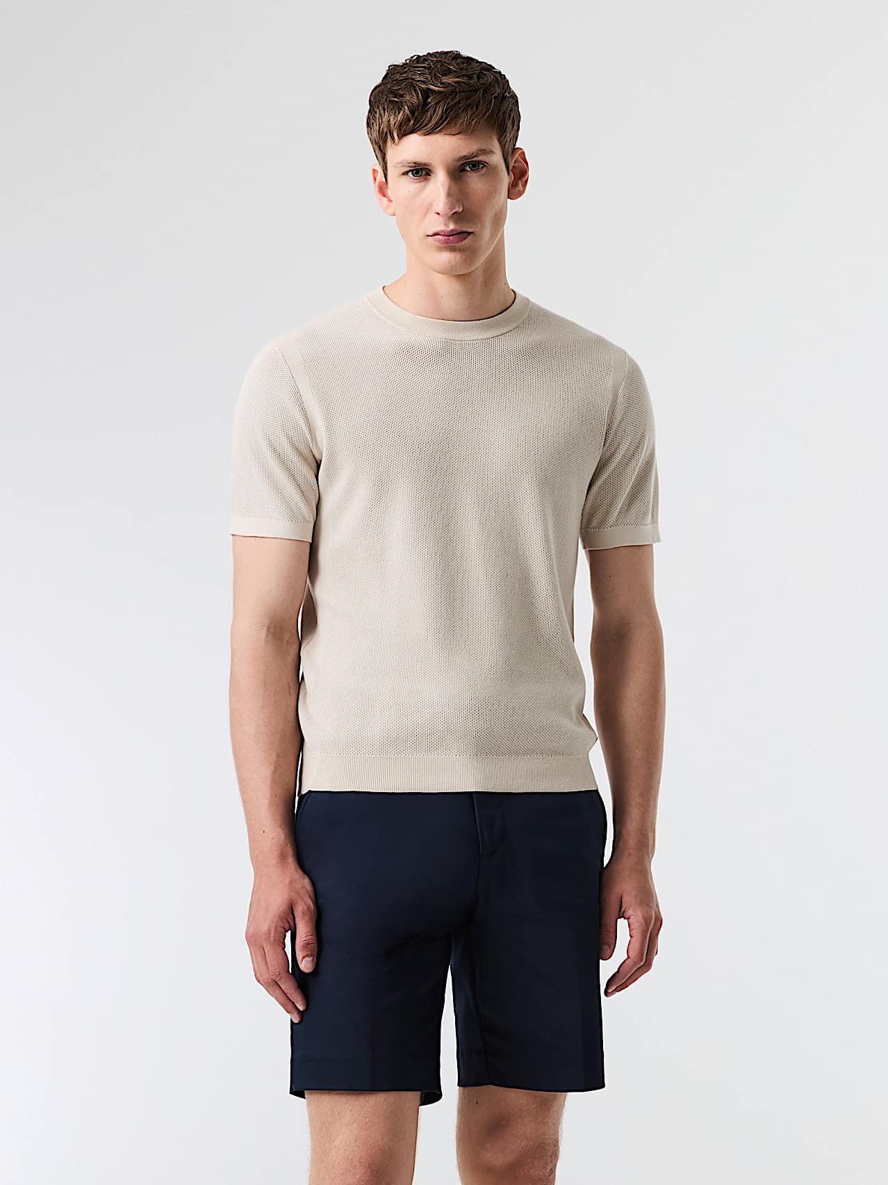 AlphaTauri | FAWEN V1.Y9.01 | T-shirt en maille de coton et lyocell in Stone for Homme