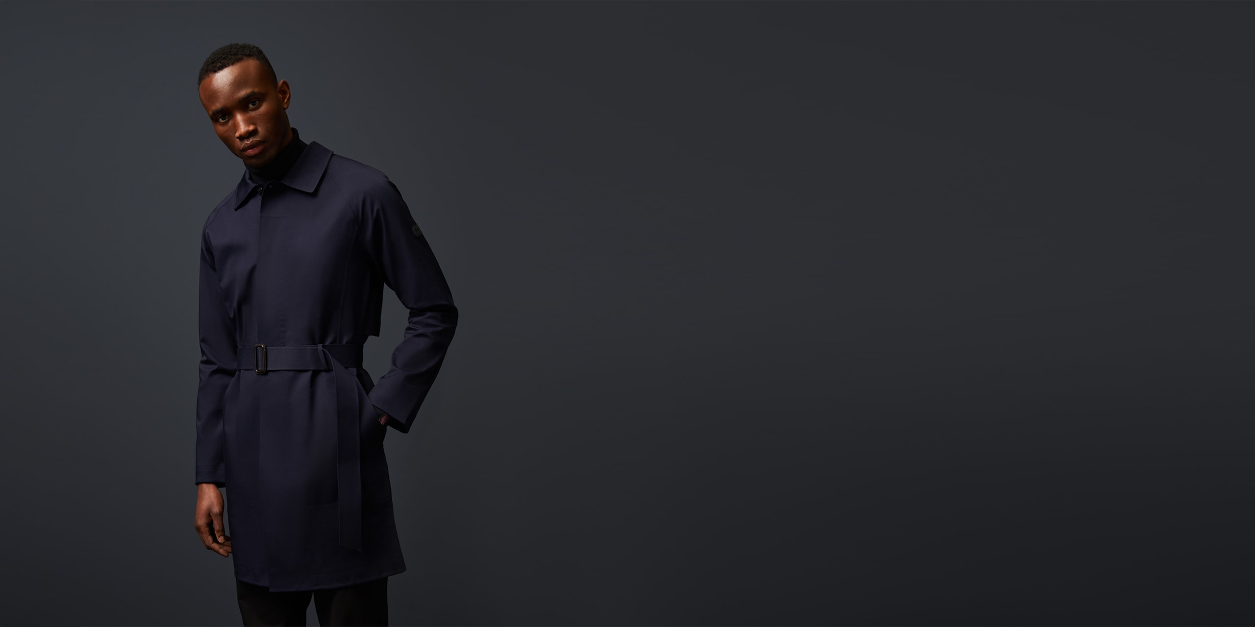 AlphaTauri | OMANA V1.Y5.02 | Packable Waterproof Taurobran® Trenchcoat in Navy for Men AlphaTauri | OMANA V1.Y5.02 | Packable Waterproof Taurobran® Trenchcoat in Navy for Men