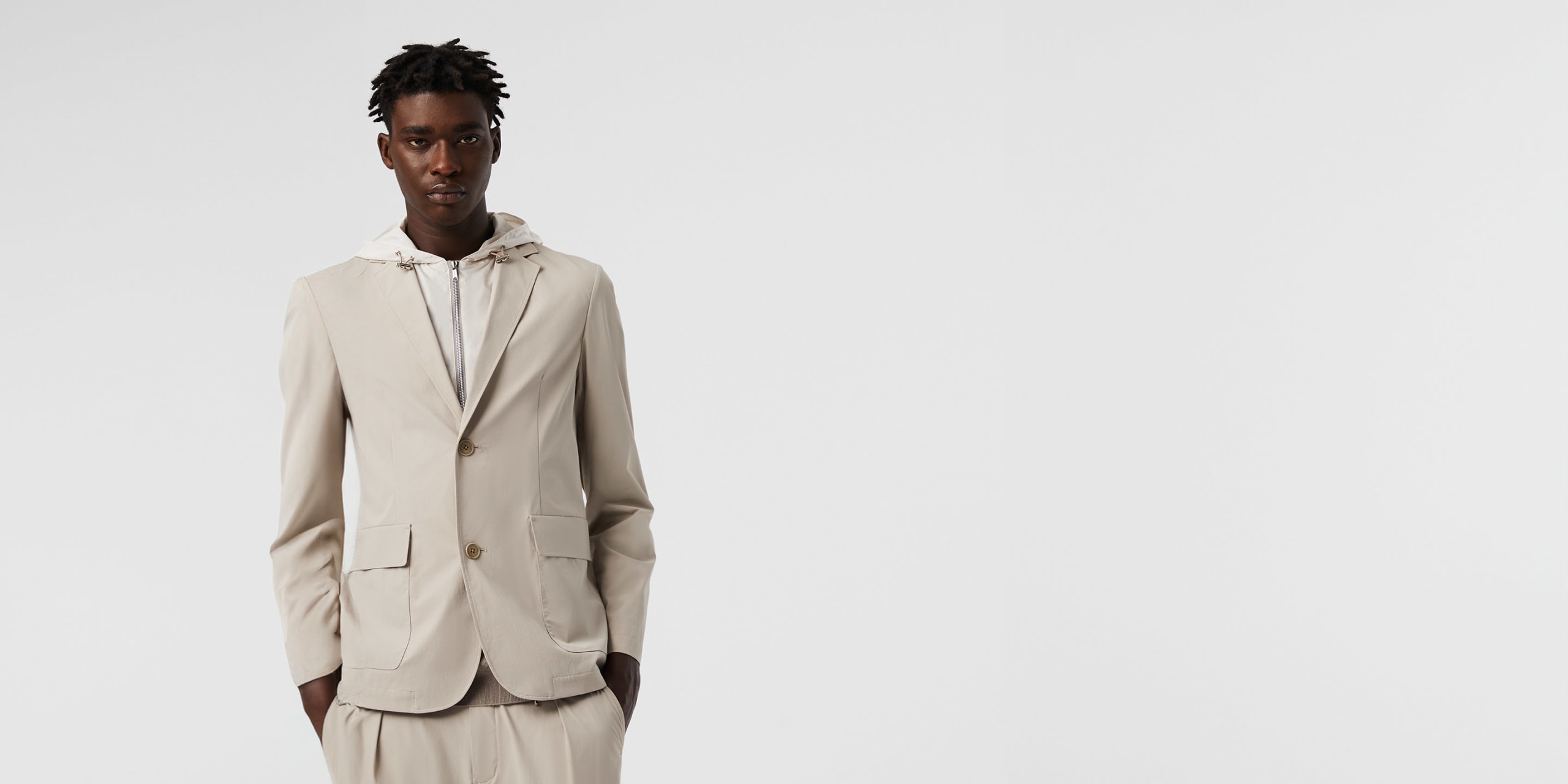 AlphaTauri | OBOSS V5.Y7.01 | Packable Water-Resistant Blazer in Sand for Men AlphaTauri | OBOSS V5.Y7.01 | Packable Water-Resistant Blazer in Sand for Men