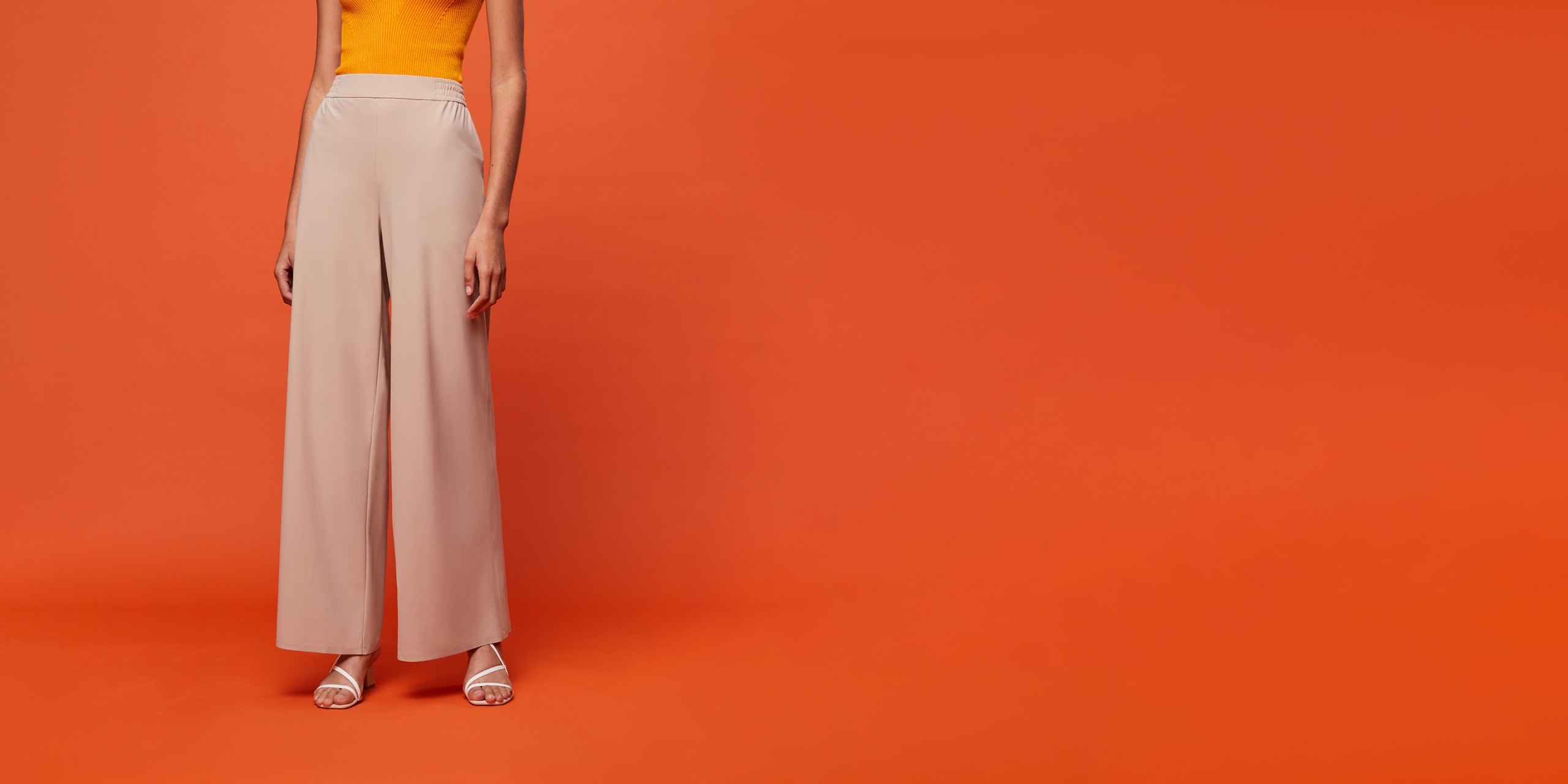 AlphaTauri | PEURAL V1.Y7.01 | Wide-Leg Power Stretch Jersey Pants in Sand for Women AlphaTauri | PEURAL V1.Y7.01 | Wide-Leg Power Stretch Jersey Pants in Sand for Women