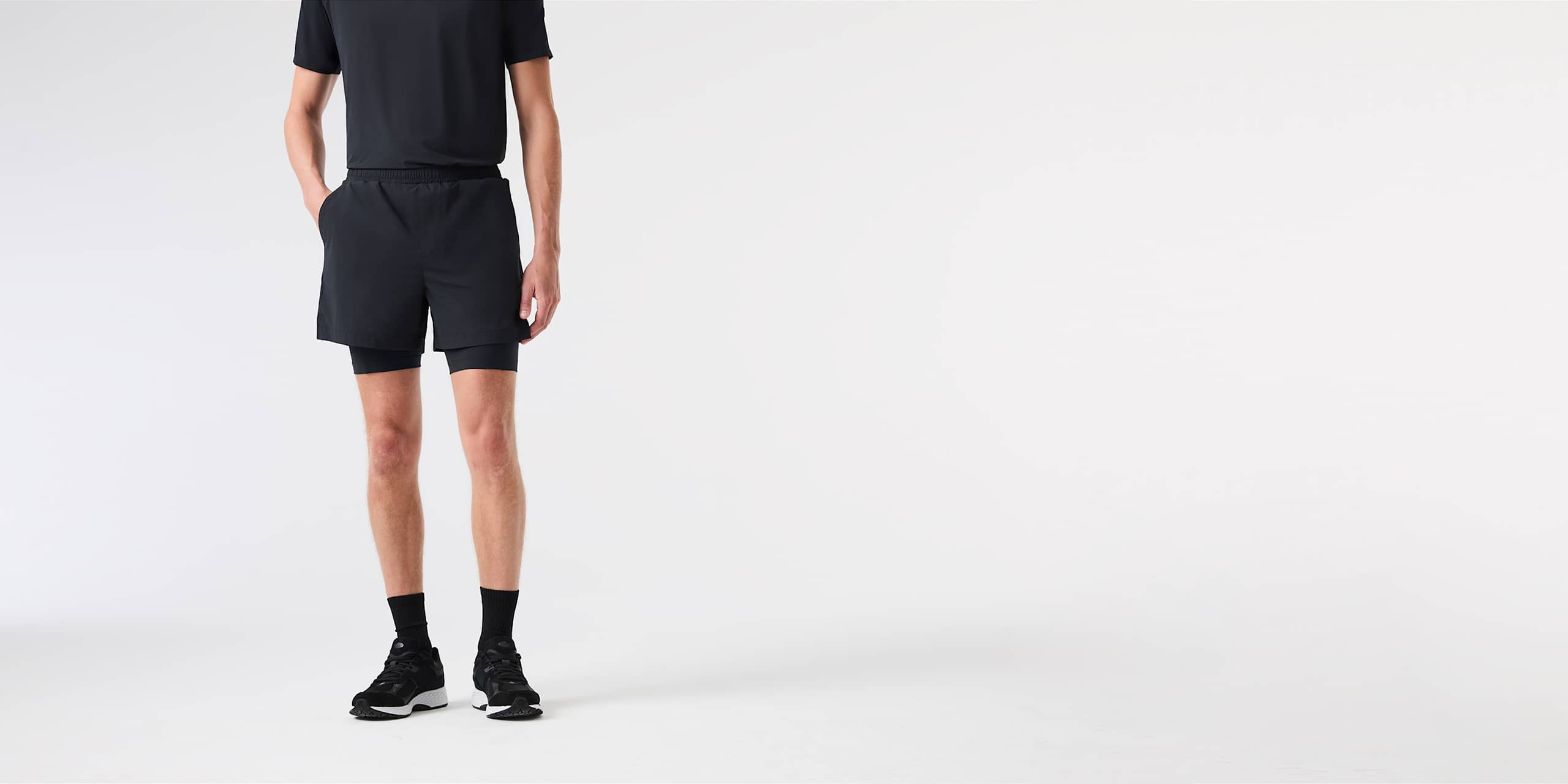 AlphaTauri | PULAN V1.Y9.02 | Short de sport superposé 2 en 1 in Black for Homme