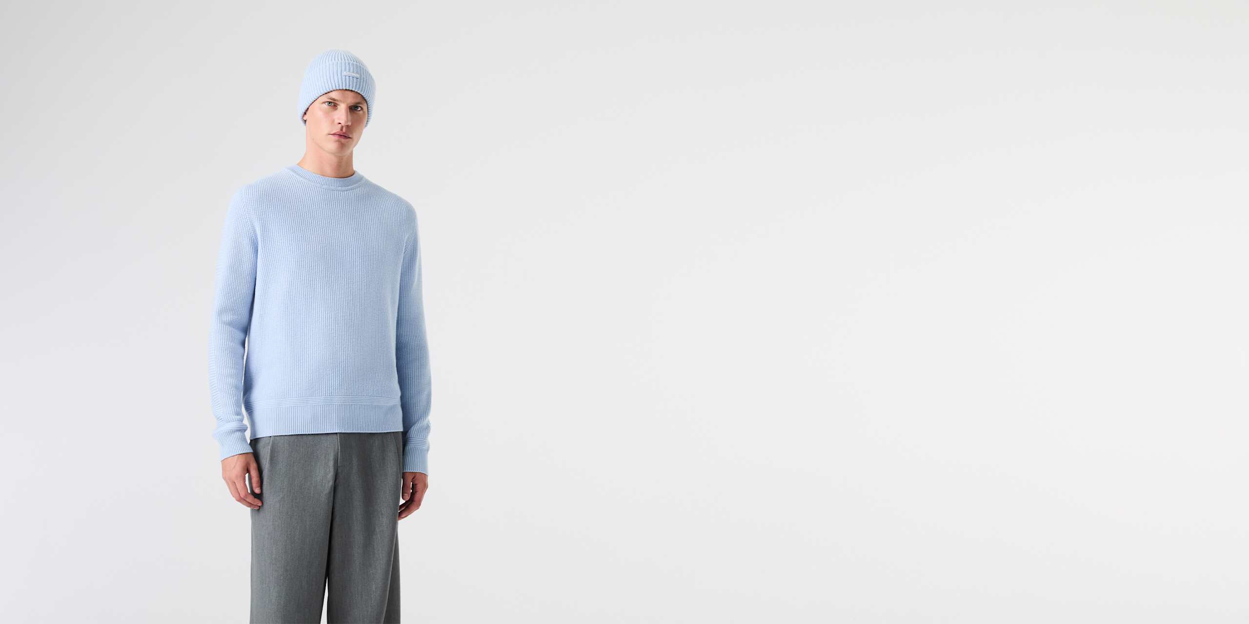 AlphaTauri | FOX V1.Y9.02 | Seamless Chunky 3D Knit Crewneck Sweater in Sky Blue for Men