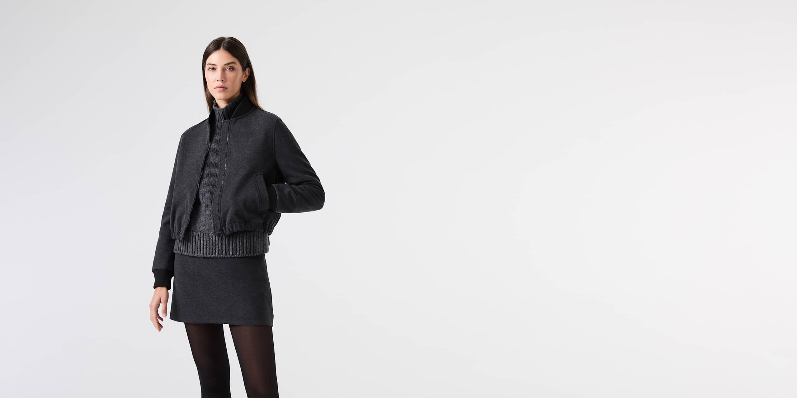 AlphaTauri | OAK V1.Y9.02 | Cotton-blend Bomber Jacket in Dark Grey Melange for Women