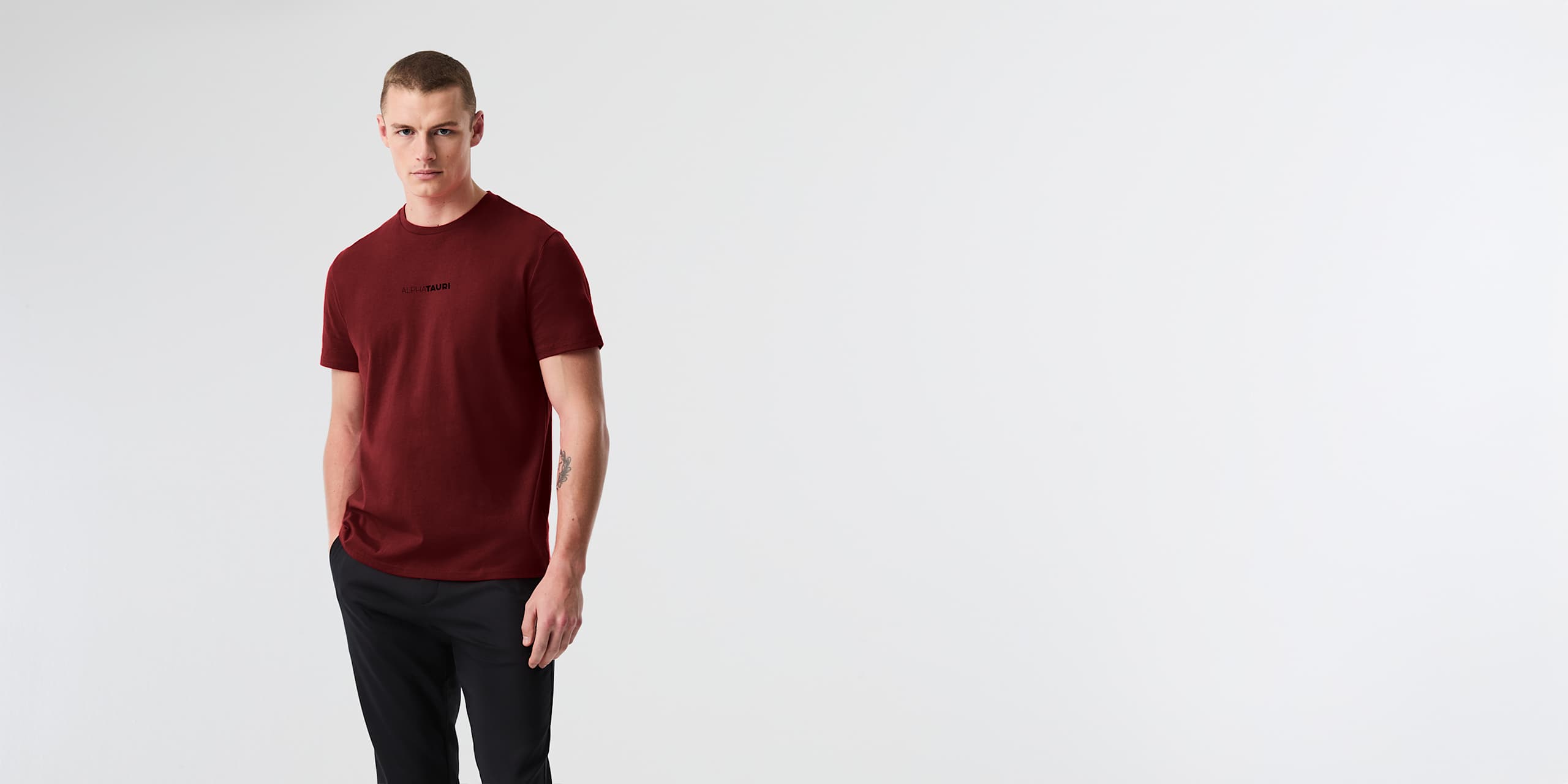 AlphaTauri | JOTTO V1.Y8.02 | Baumwoll-T-Shirt mit charakteristischem Logo in Dark Berry für Herren