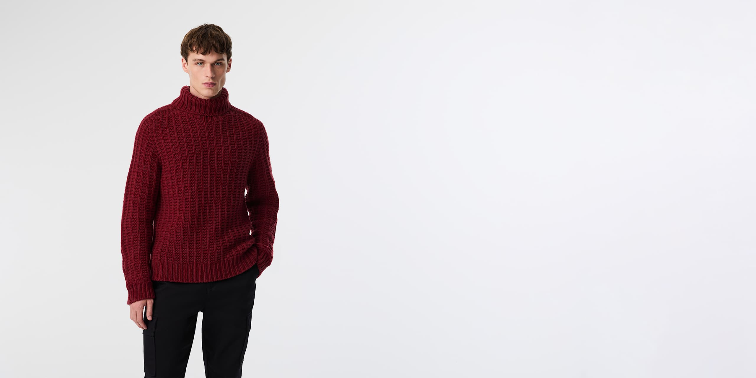 AlphaTauri | FINAR V2.Y9.02 | Jersey de cuello vuelto de punto grueso 3D sin costuras in Dark Berry for Hombre