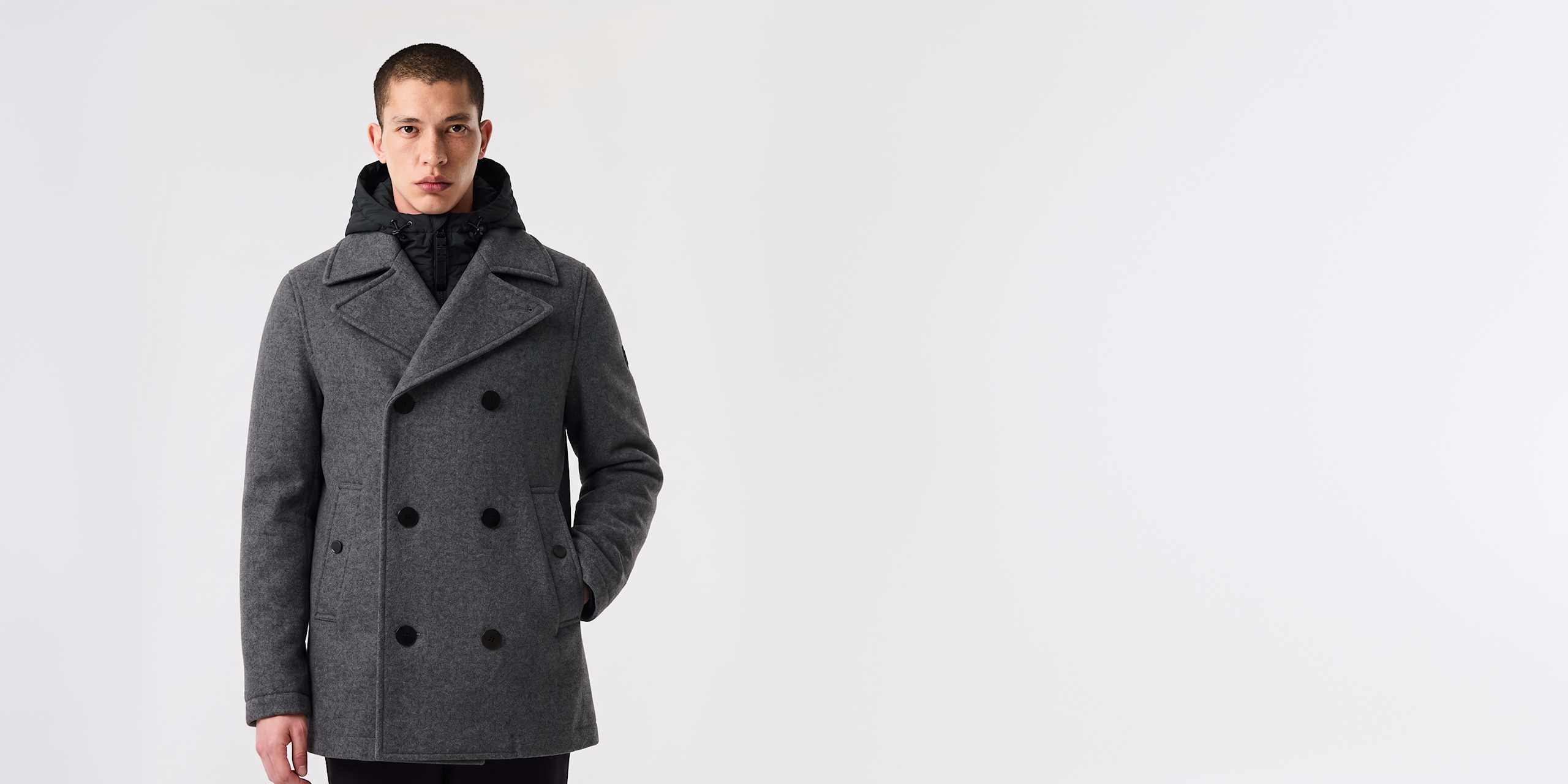 AlphaTauri | ORMOUNT V1.Y10.02 | Technical Wool 2-in-1 Coat in Dark Grey Melange for Men