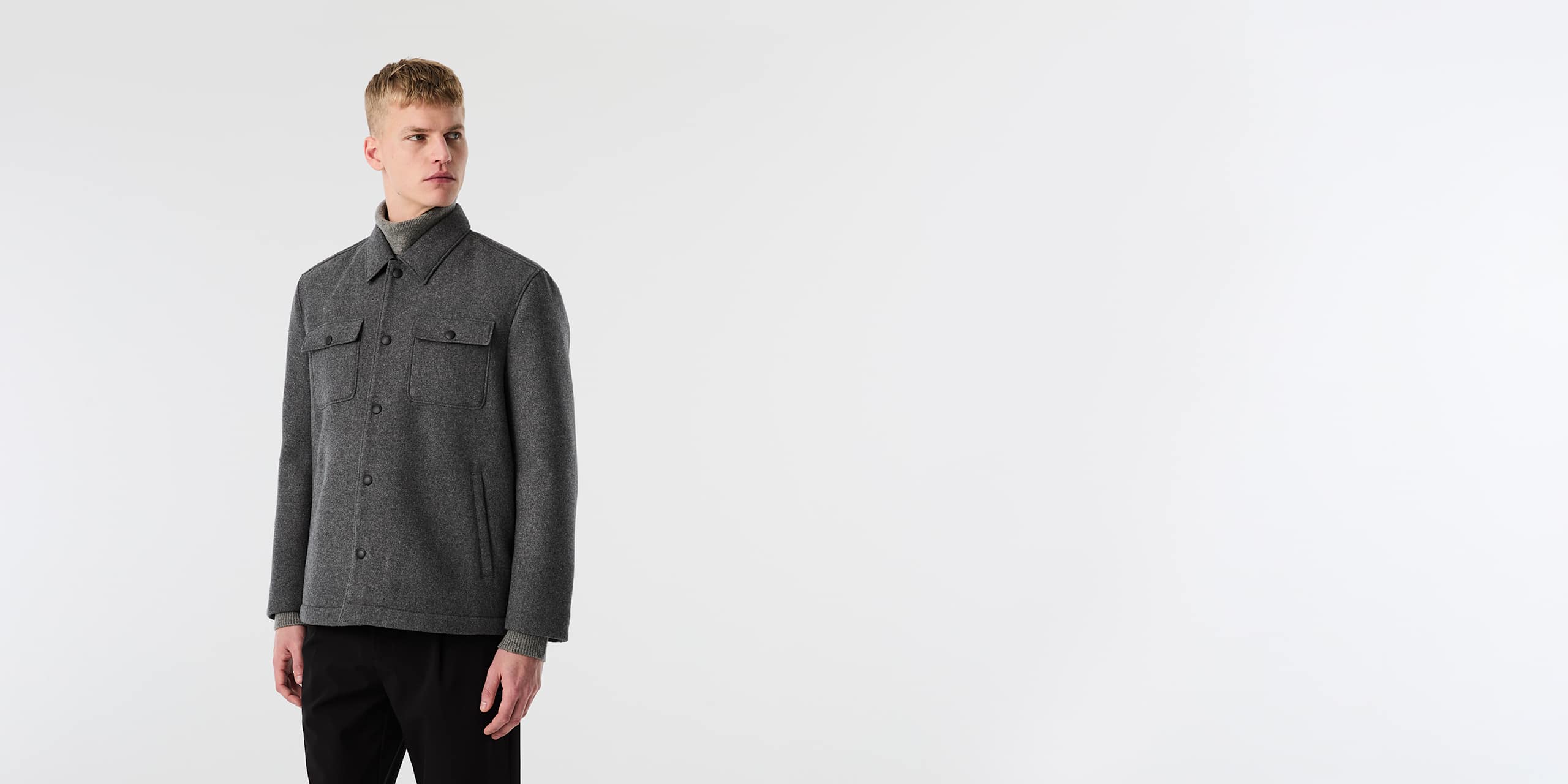 AlphaTauri | ORVILLE V1.Y10.02 | Sobrecamisa de lana técnica in Dark Grey Melange for Hombre