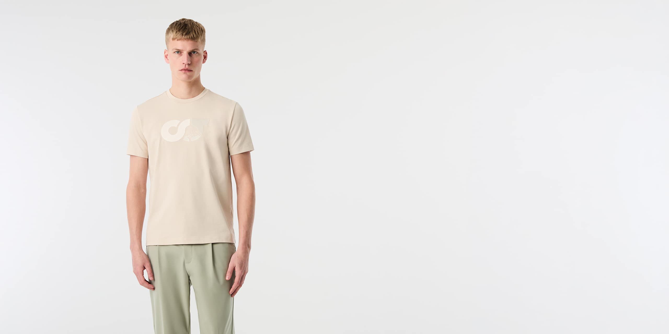 AlphaTauri | JILLE V1.Y10.02 | T-Shirt aus Bio-Baumwolle mit Logostickerei in Stone für Herren