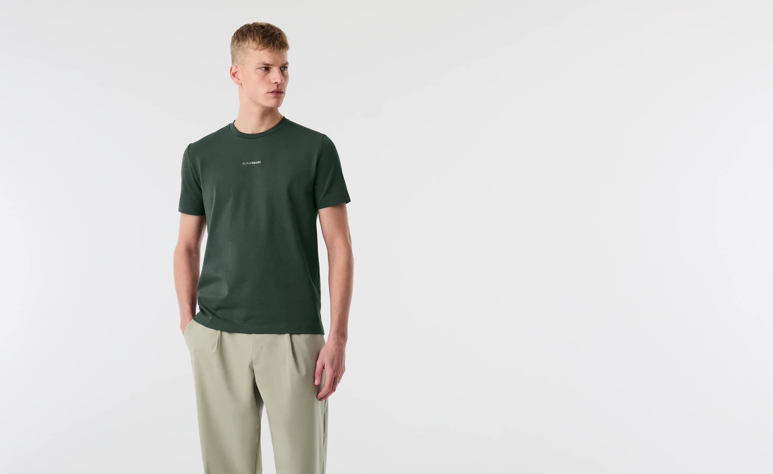 AlphaTauri | JOULON V1.Y10.02 | Organic Cotton T-Shirt with Logo Print in Dark Moss für Herren
