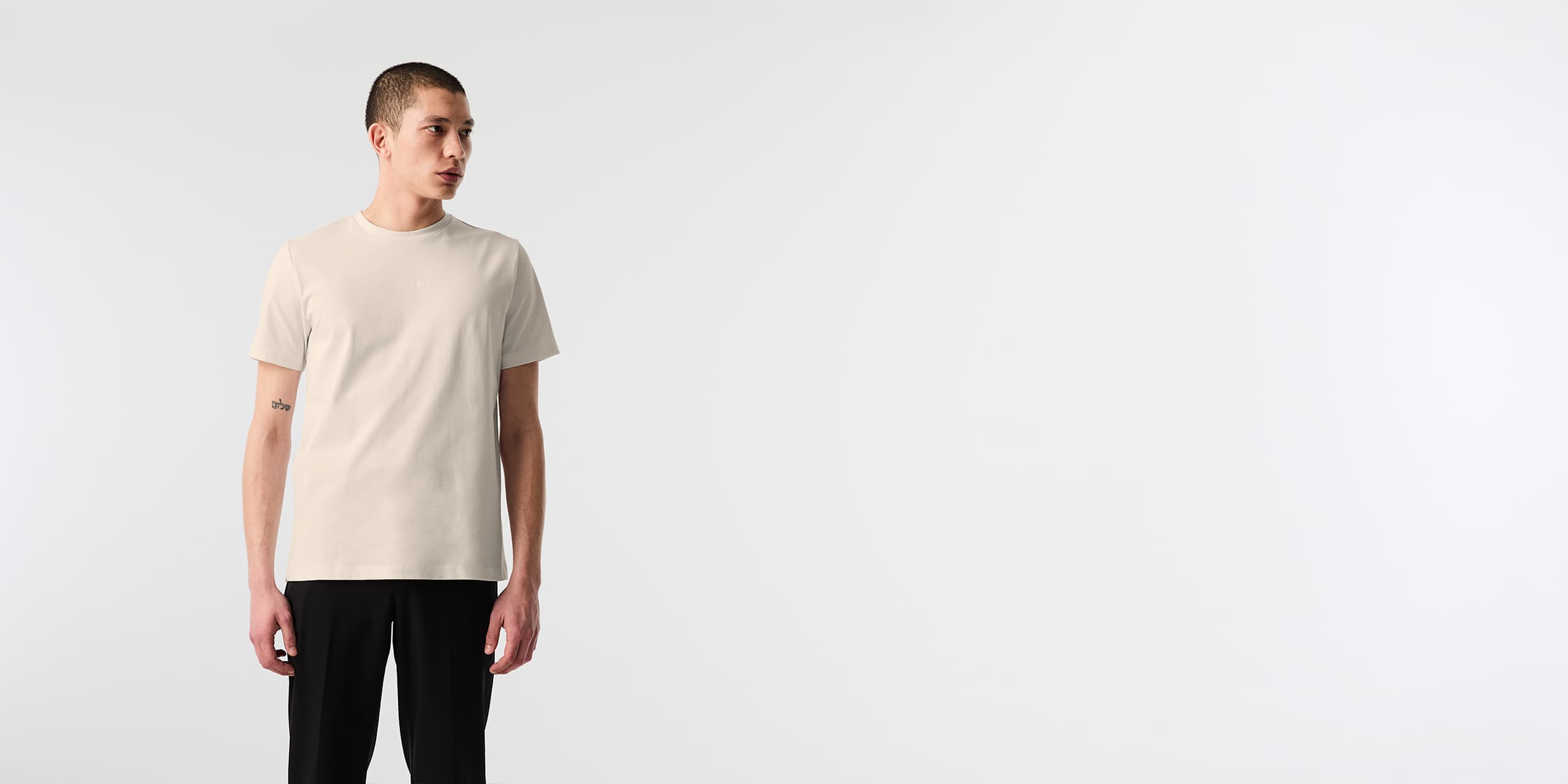 AlphaTauri | JOULON V1.Y10.02 | Organic Cotton T-Shirt with Logo Print in Stone für Herren