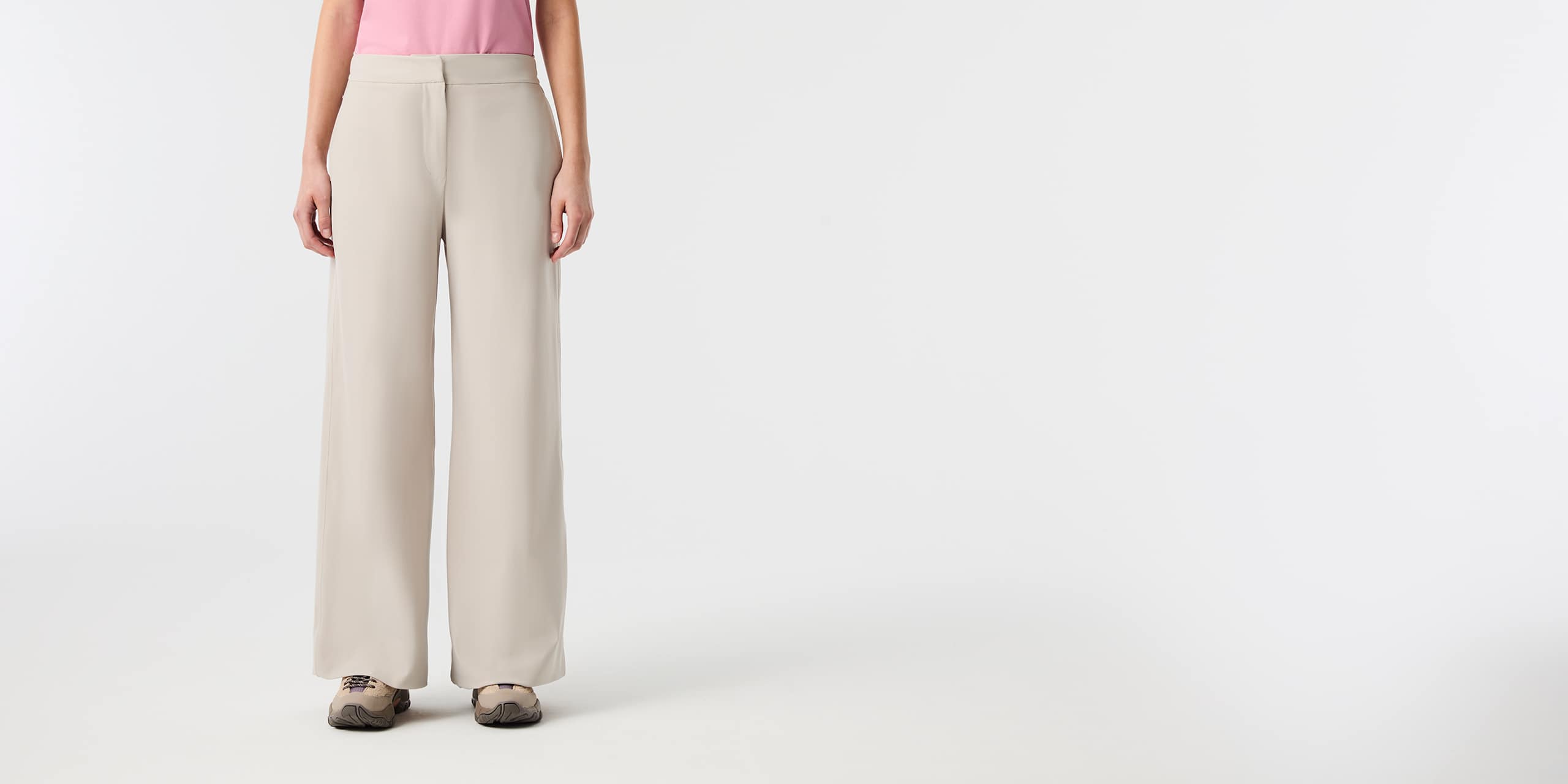 AlphaTauri | PICENZA V1.Y10.02 | Power Stretch Jersey Wide Leg Trousers in Stone for Donna