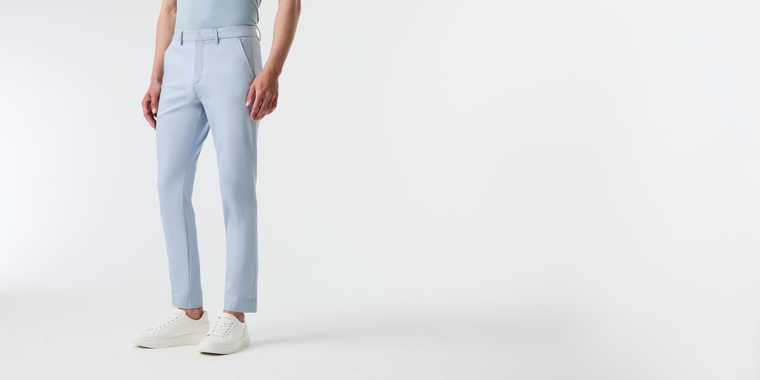 AlphaTauri | PADEN V2.Y9.01 | Pleated Stretch Cotton Trousers in Fog Blue for Men