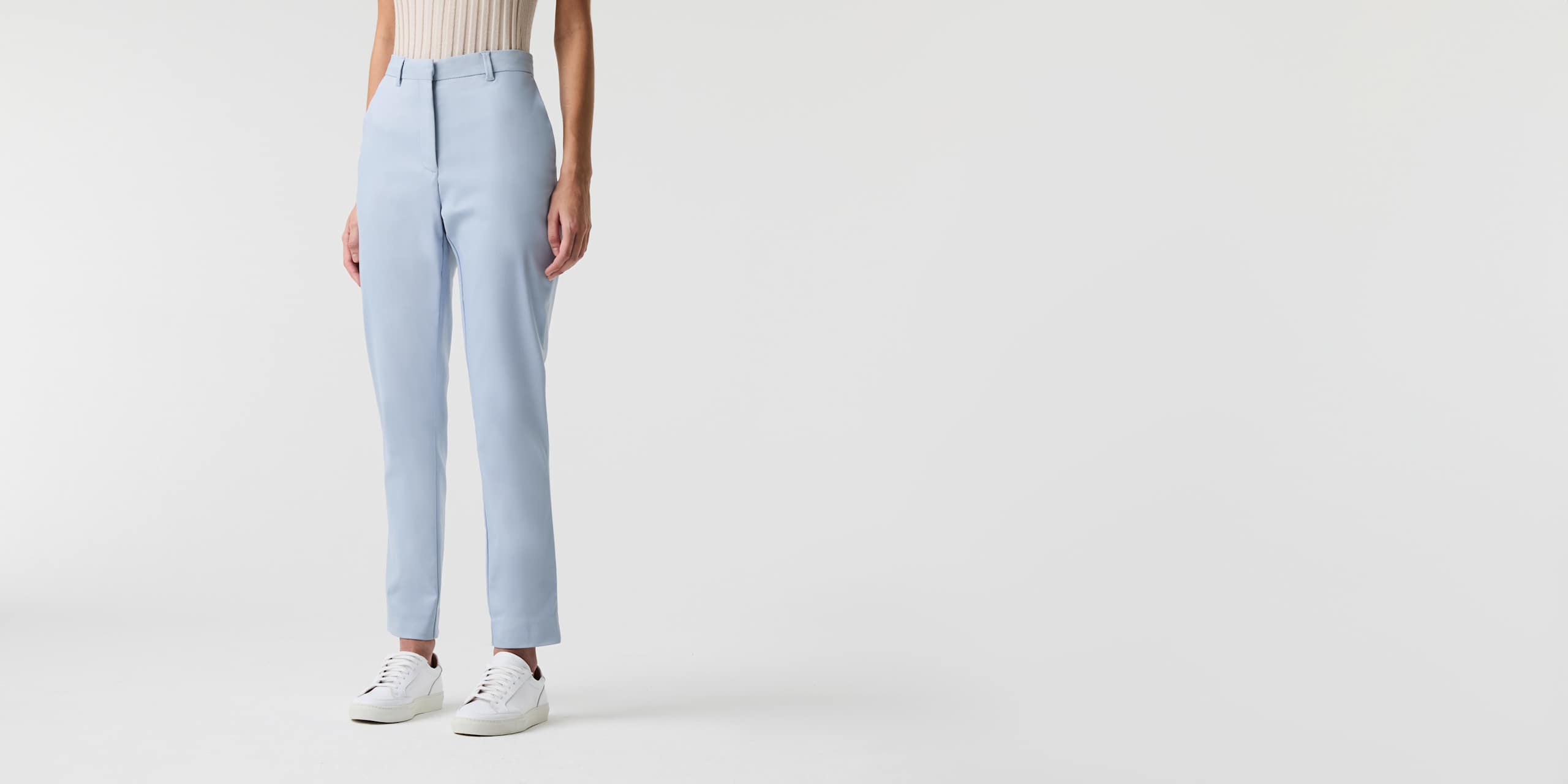 AlphaTauri | PERTI V5.Y9.01 | Tapered Trousers with Pleats in Fog Blue for Women