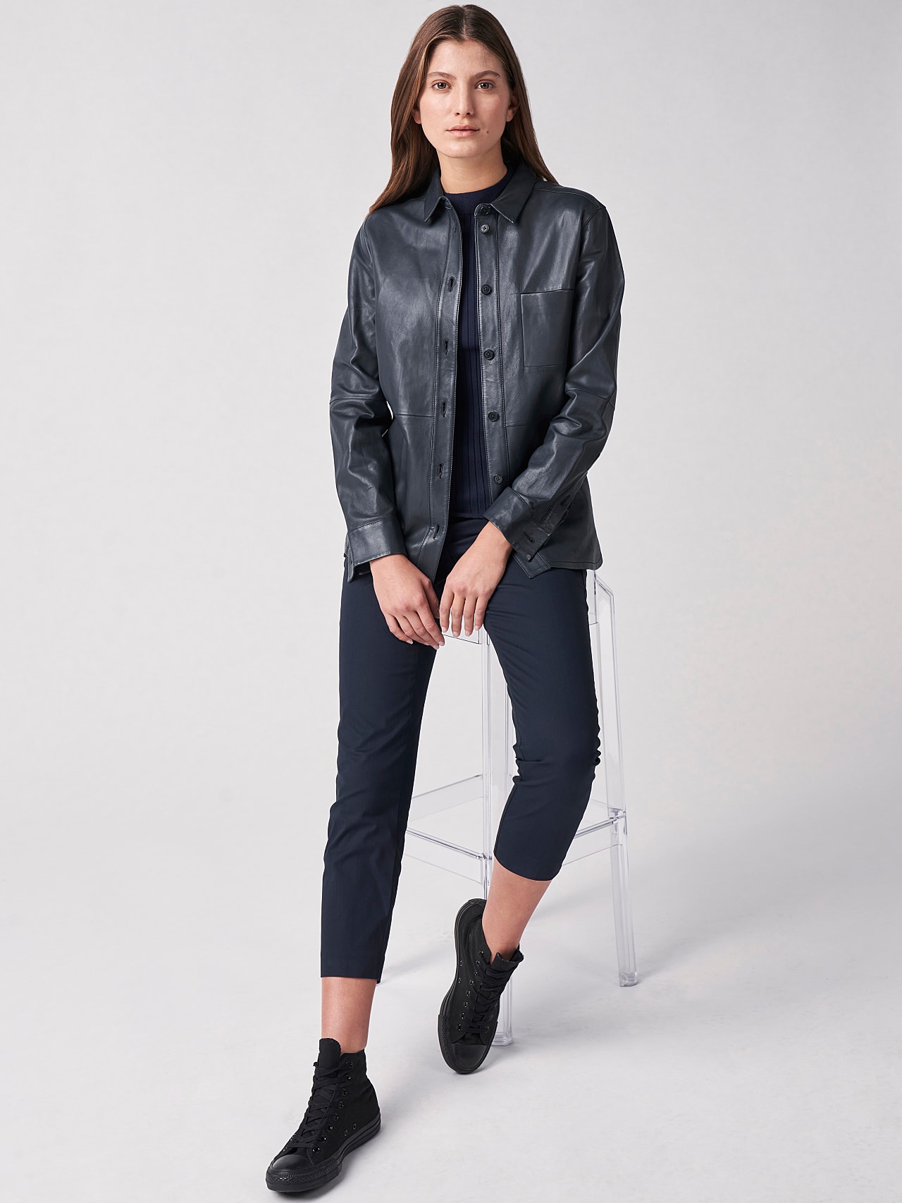 AlphaTauri | LEORD V1.Y5.01 | Leather Shirt in navy for Women