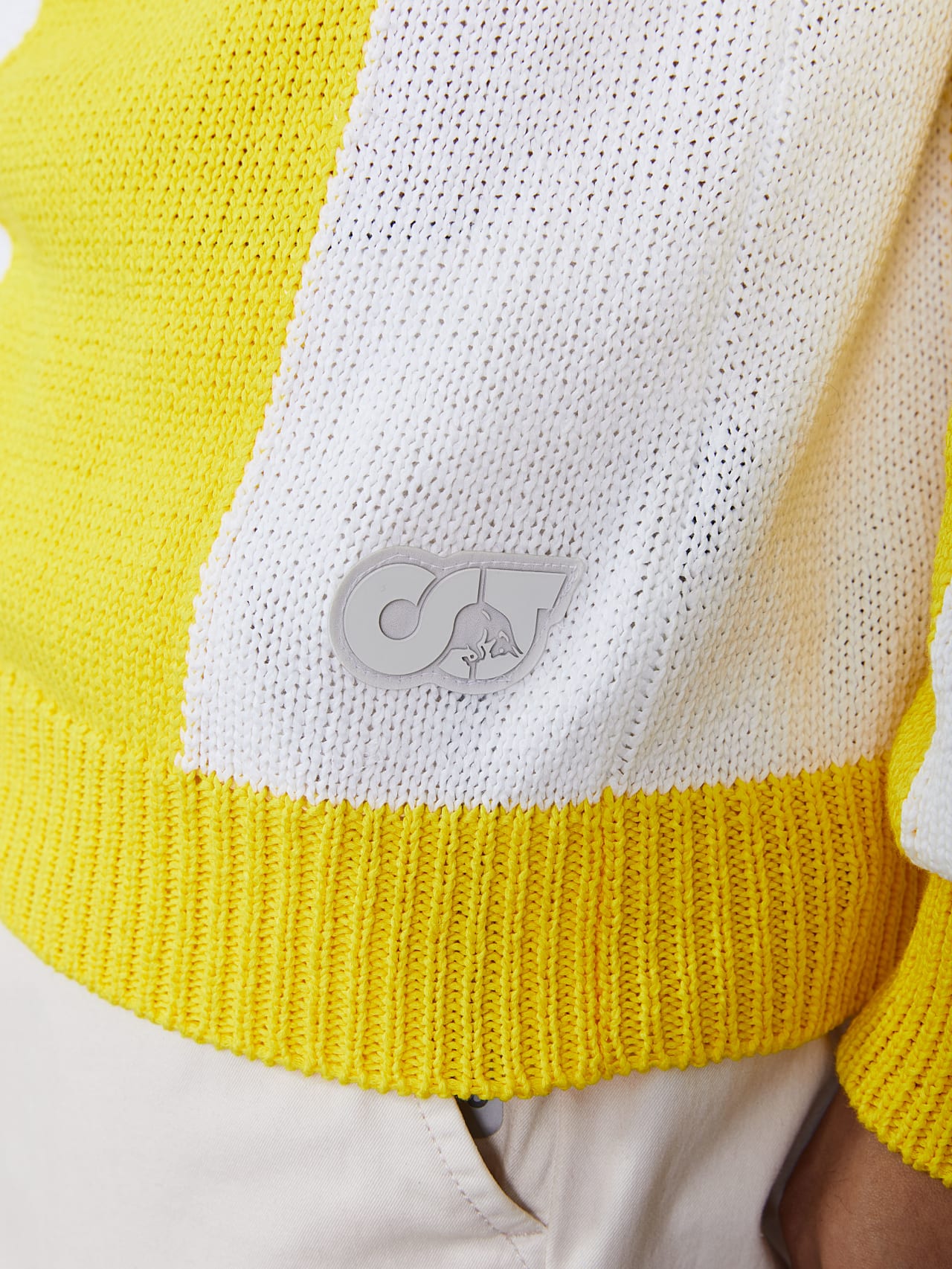 AlphaTauri | FASHY V1.Y6.01 | Colourblock Knit Sweater in yellow / white for Men