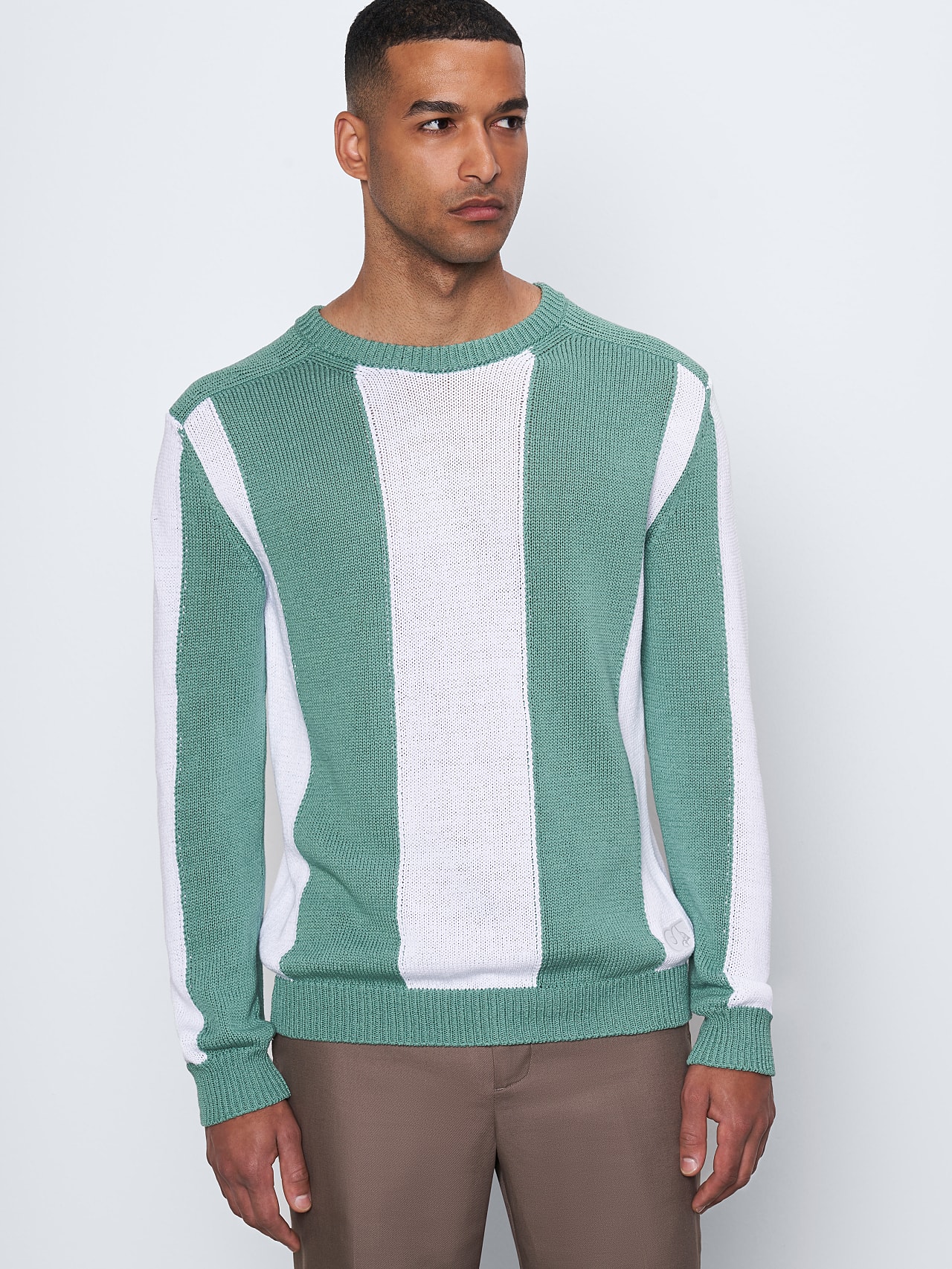AlphaTauri | FASHY V1.Y6.01 | Colourblock Knit Sweater in turquoise / white for Men