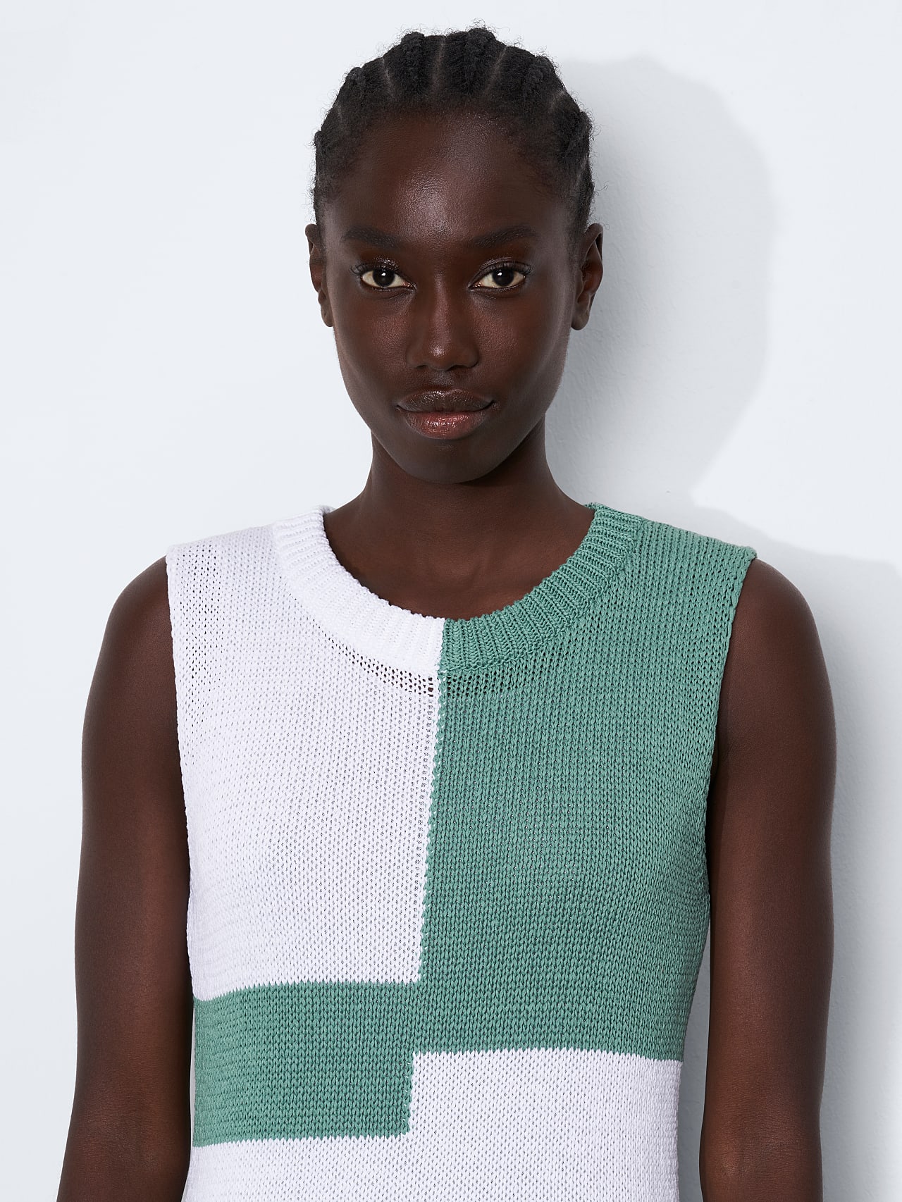 AlphaTauri | FOUDI V1.Y6.01 | Colourblock Knit Tube Dress in turquoise / white for Women