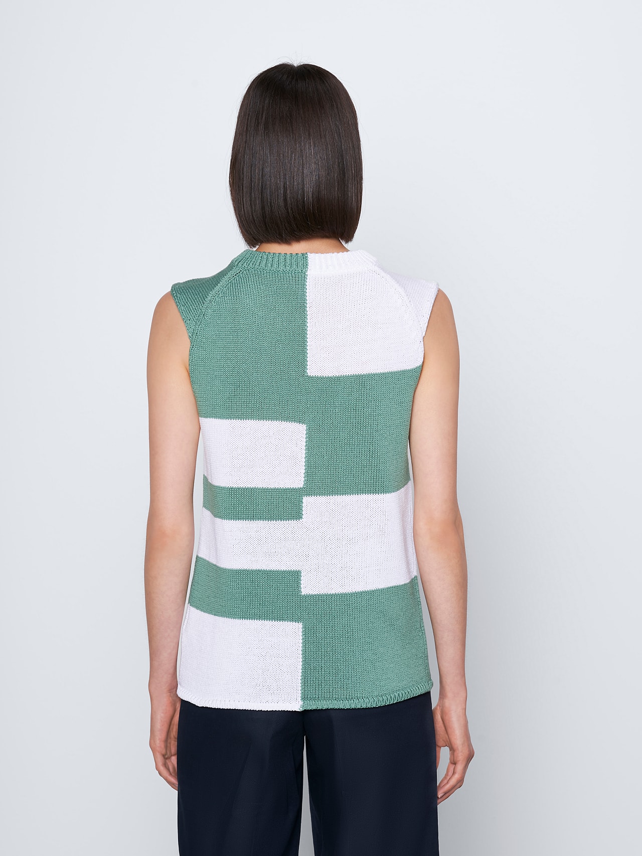 AlphaTauri | FOUTO V1.Y6.01 | Colourblock Knit Top in turquoise / white for Women